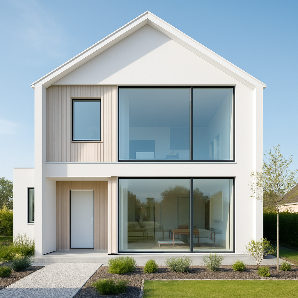 Skinande rena fönster på en modern villa i Uppsala